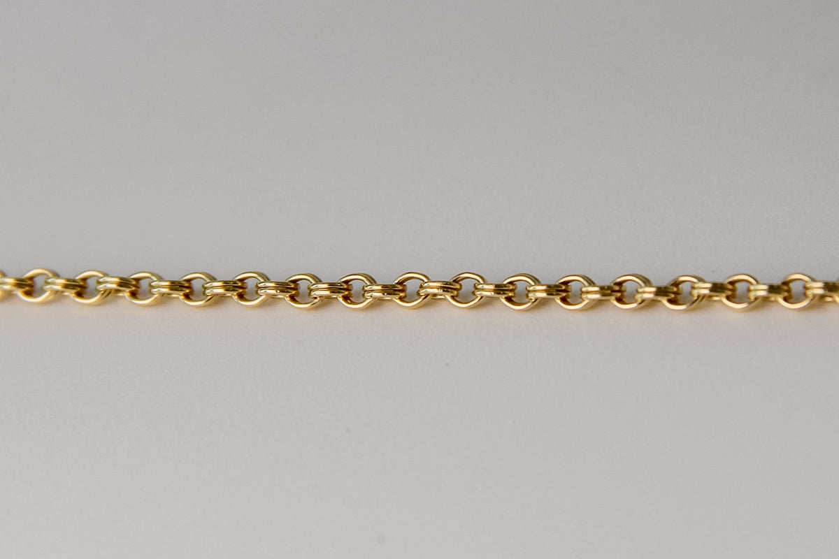 Double Rolo Chain in 14K gold-filled and sterling silver, wholesale permanent jewelry chain by the foot