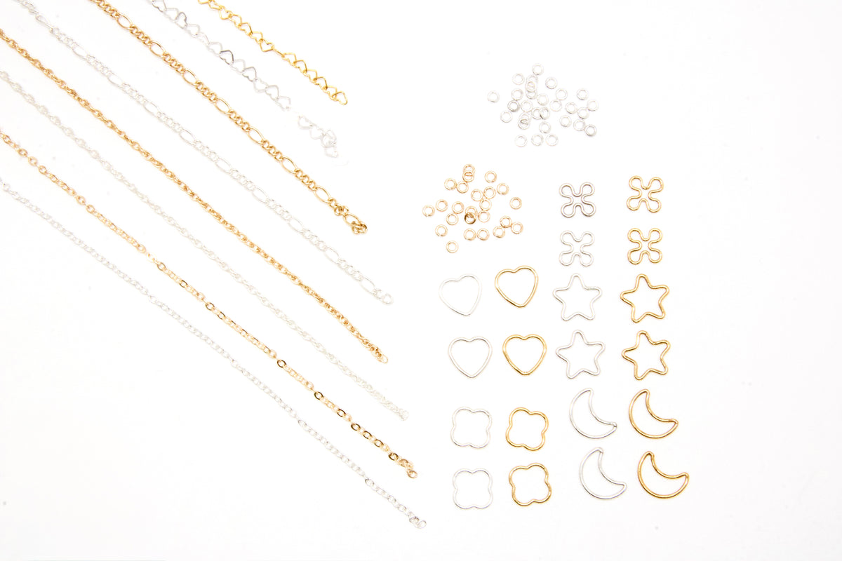 Total PJ Starter Kit with 14K gold-filled and sterling silver permanent jewelry chain, connectors, and jump rings