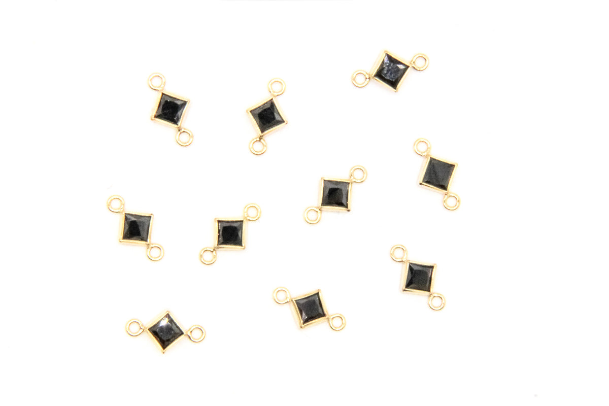 Black Diamond Shape CZ Connector in 14K gold-filled and sterling silver, wholesale permanent jewelry connector