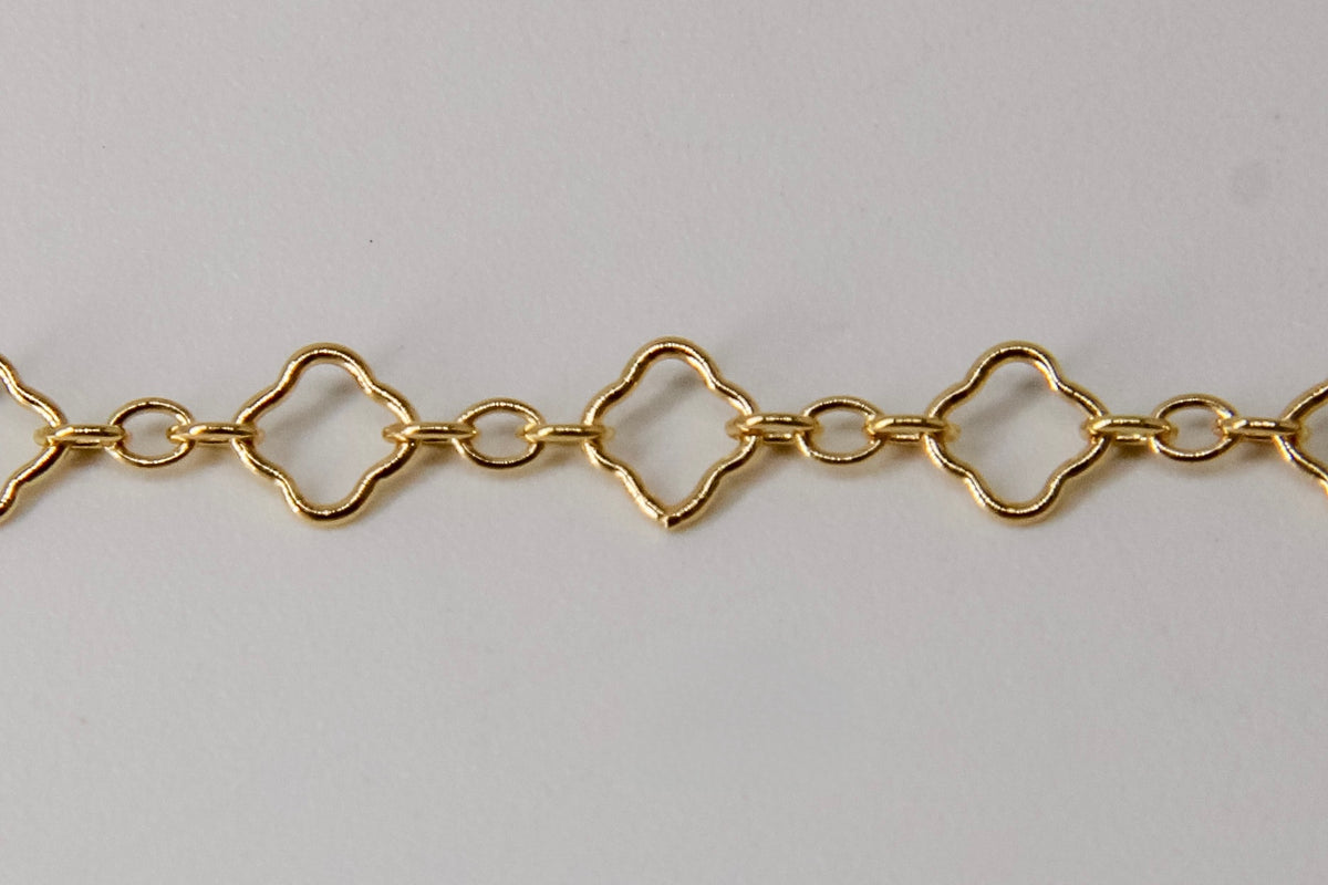 Gold filled and sterling silver clover chain. for permanent jewelry, jewelry making, tarnish resistant. Waterproof jewelry