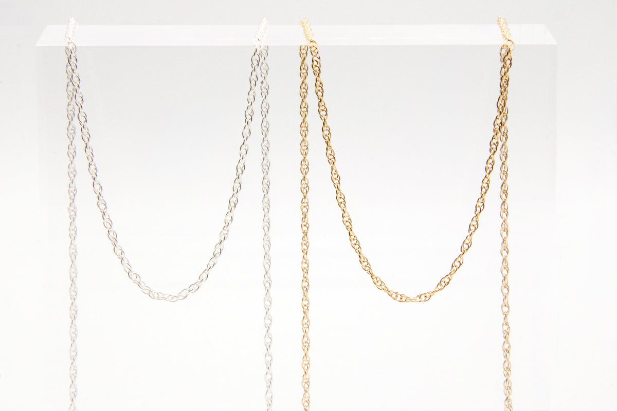 2.7mm Rope Chain in 14K gold-filled and sterling silver, wholesale permanent jewelry chain by the foot