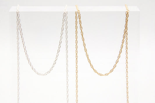 2.7mm Rope Chain in 14K gold-filled and sterling silver, wholesale permanent jewelry chain by the foot