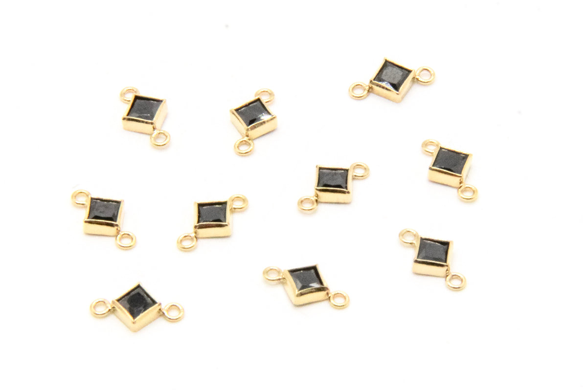 Black Diamond Shape CZ Connector in 14K gold-filled and sterling silver, wholesale permanent jewelry connector