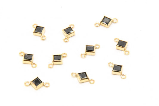 Black Diamond Shape CZ Connector in 14K gold-filled and sterling silver, wholesale permanent jewelry connector
