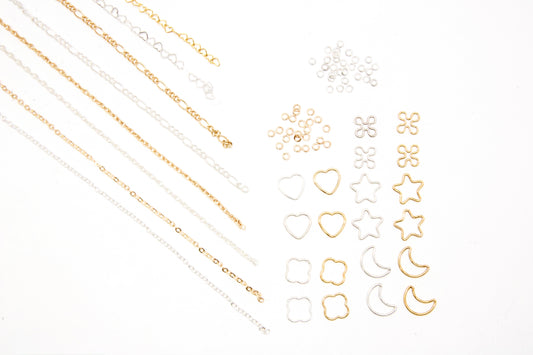Total PJ Starter Kit with 14K gold-filled and sterling silver permanent jewelry chain, connectors, and jump rings