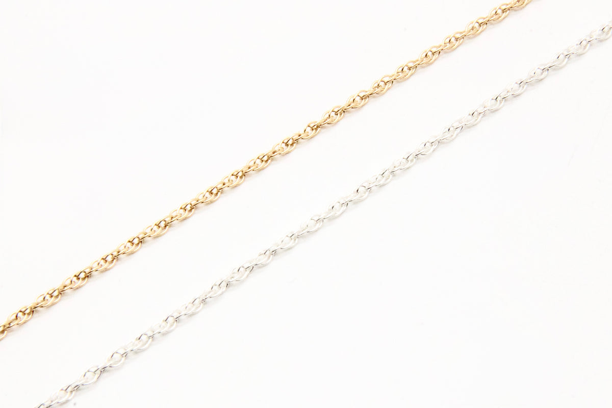2.7mm Rope Chain in 14K gold-filled and sterling silver, wholesale permanent jewelry chain by the foot