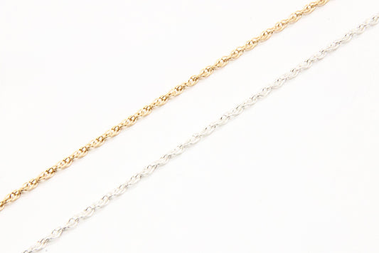2.7mm Rope Chain in 14K gold-filled and sterling silver, wholesale permanent jewelry chain by the foot