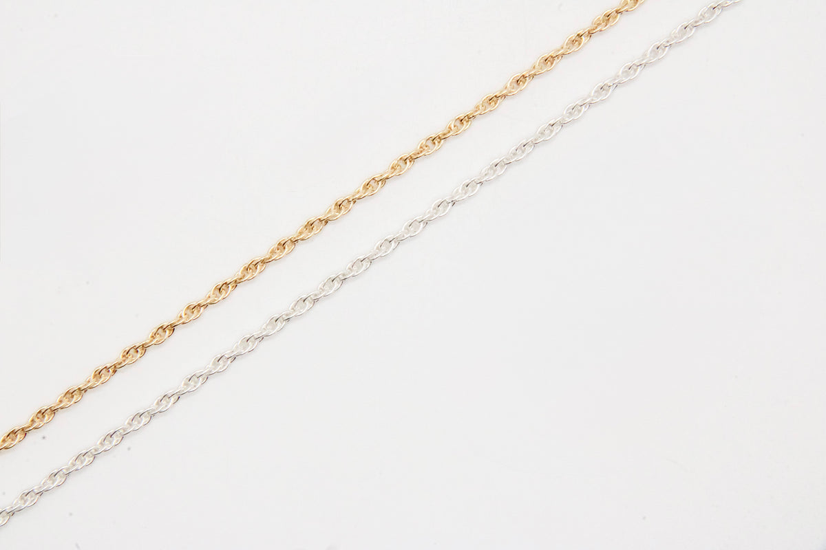 3.4mm Rope Chain in 14K gold-filled and sterling silver, wholesale permanent jewelry chain by the foot