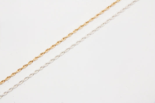 3.4mm Rope Chain in 14K gold-filled and sterling silver, wholesale permanent jewelry chain by the foot