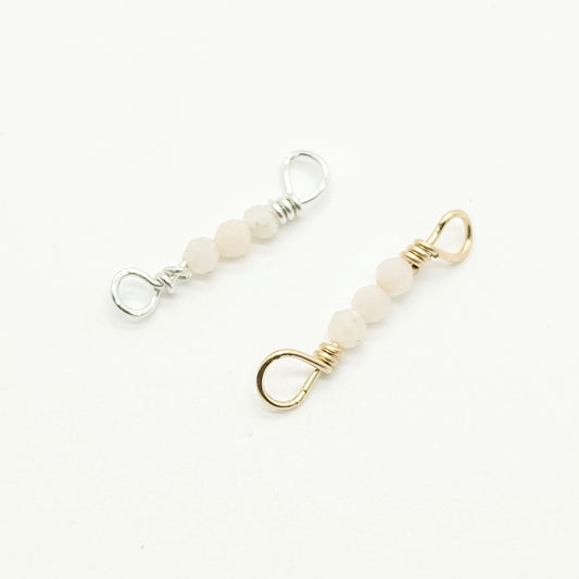 3-stone pink opal connector in 14K gold-filled and sterling silver, wholesale permanent jewelry connector